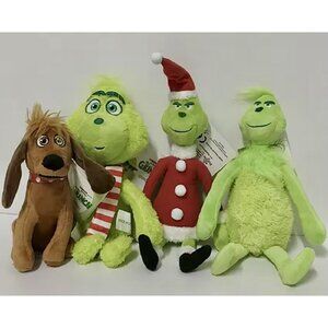 SET/4 THE GRINCH WHO STOLE CHRISTMAS 8”-12” PLUSH DOLLS XMAS TOYS Max Dog NEW